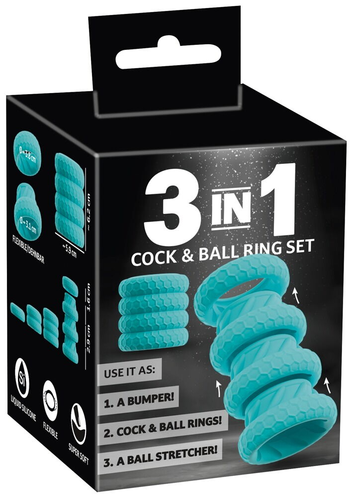 3-in-1 Cock & Ball Ring Set