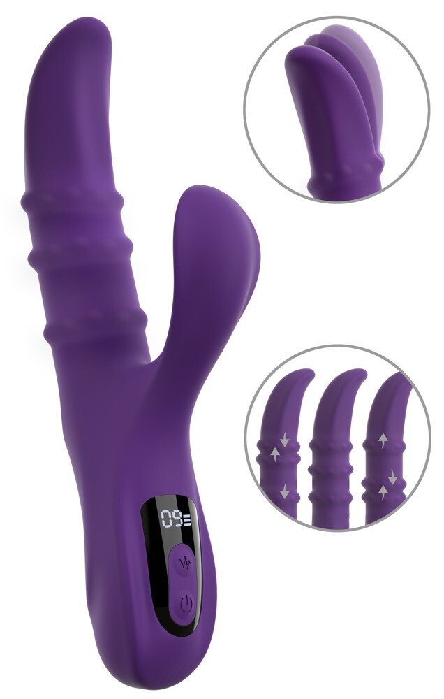 Nodding Rabbit Vibrator with 3 Moving Rings