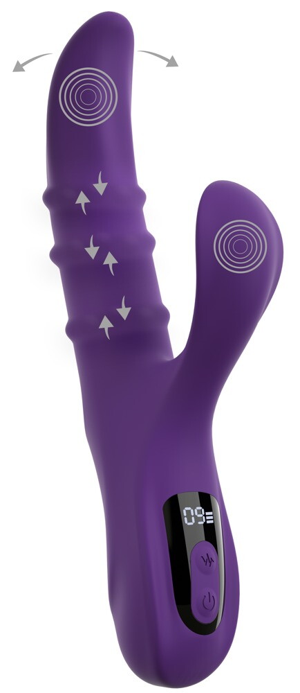 Nodding Rabbit Vibrator with 3 Moving Rings