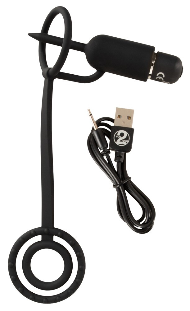 Penisplug with Vibrator and Cock Rings