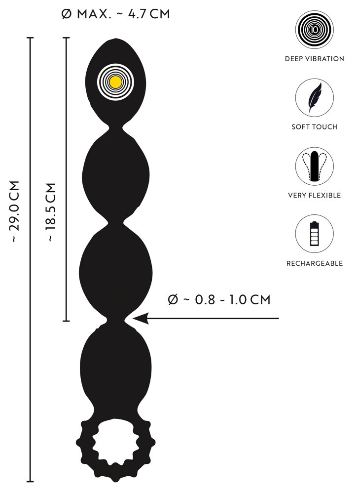 Flexible XL Anal Beads with Deep Vibrations